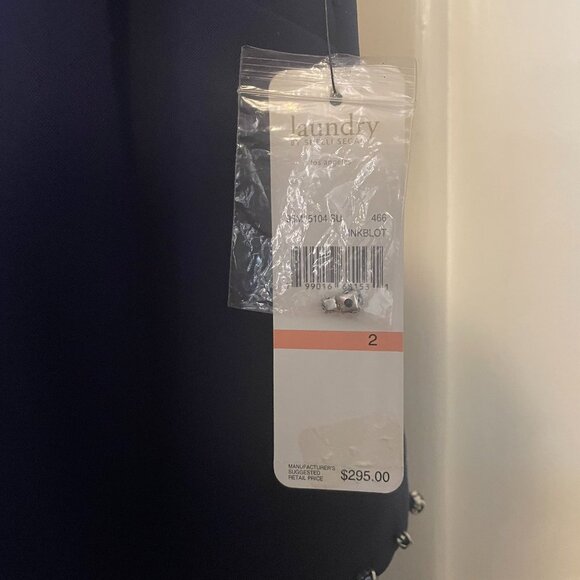 Laundry By Shelli Segal Ink Blok Blue Bedazzled Hem Formal Mini Dress Size 2 - Picture 4 of 7